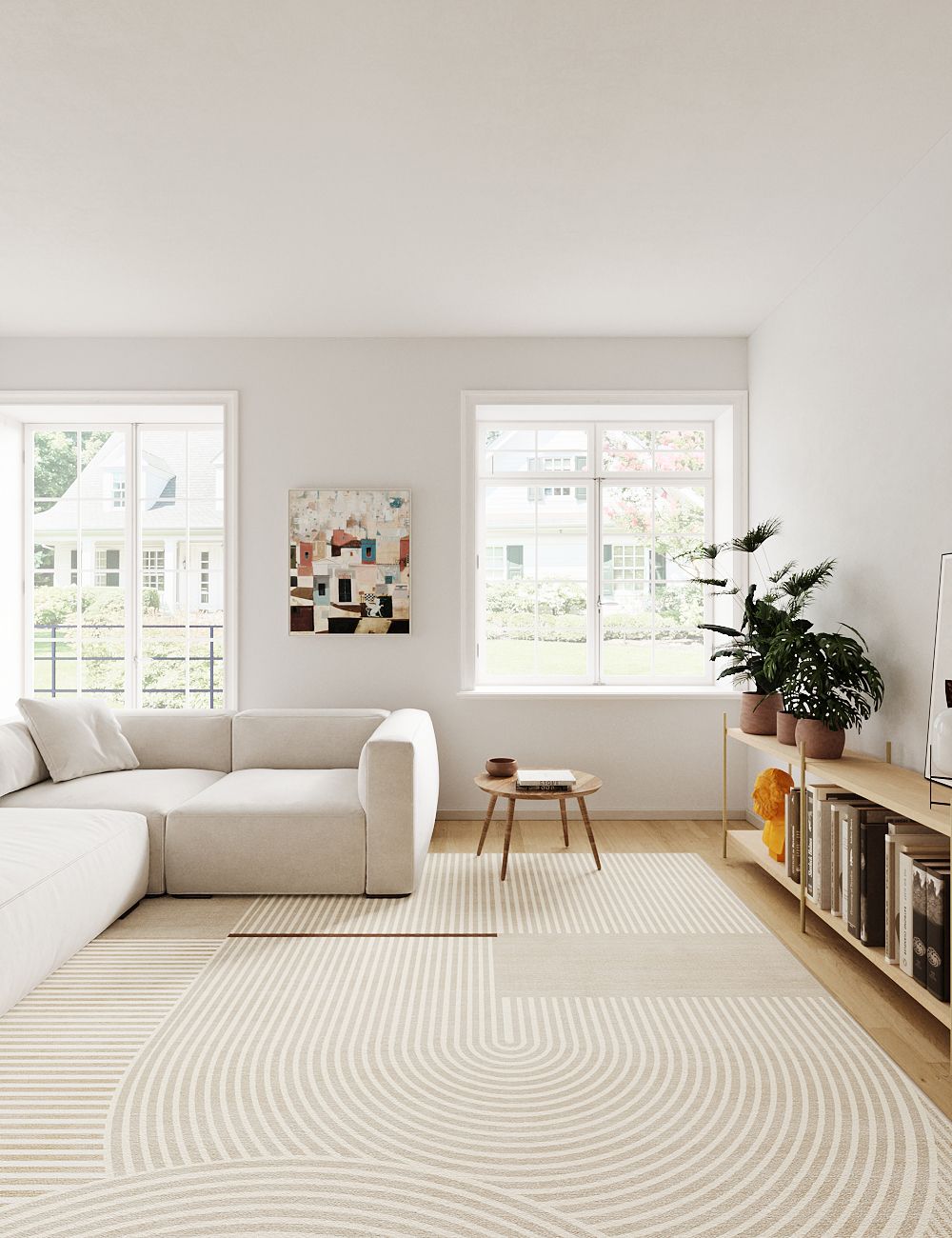 Crossed Path Frosted Almond Washable Rug
