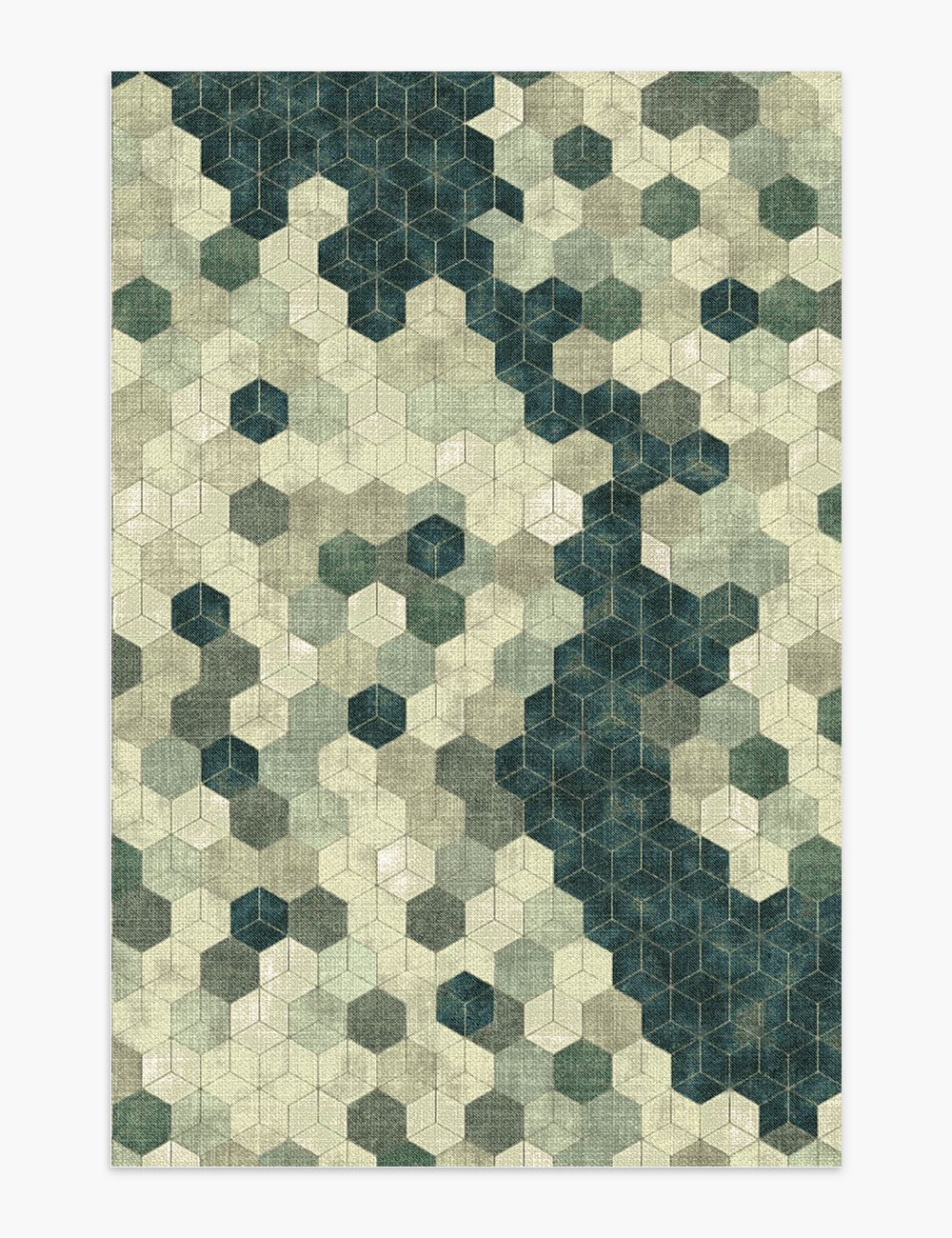 Faded Pieces Moss Green Washable Rug
