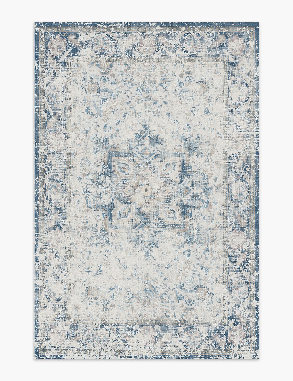 Fleeting Spring Fog Blue Washable Rug