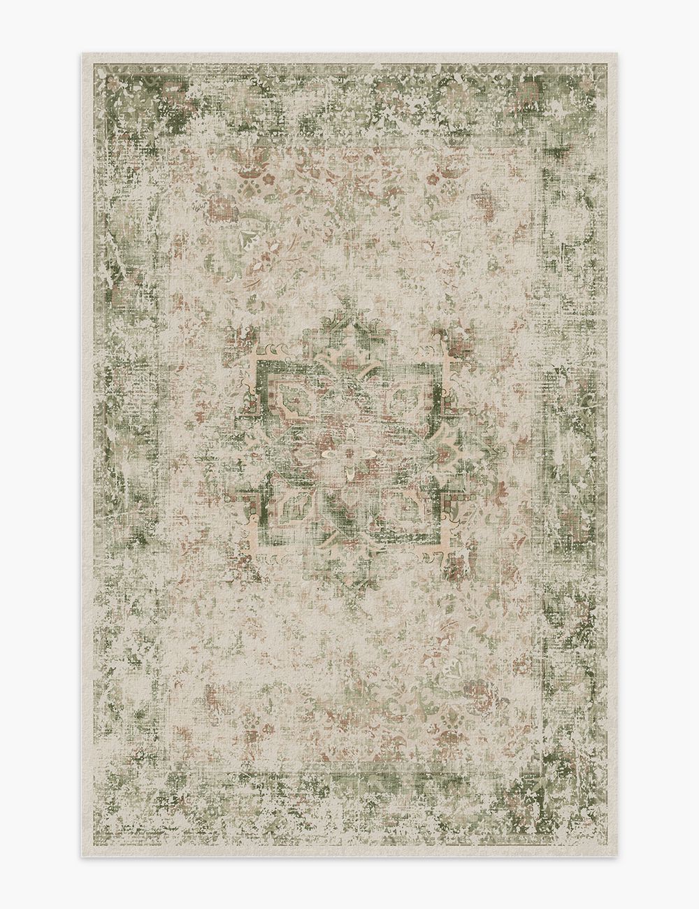 Fleeting Spring Withered Green Washable Rug