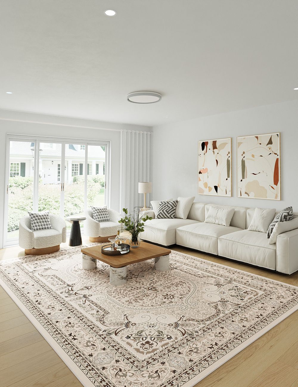 Floral Intricacy Taupe Washable Rug