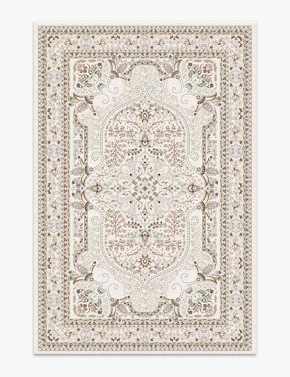 Floral Intricacy Taupe Washable Rug