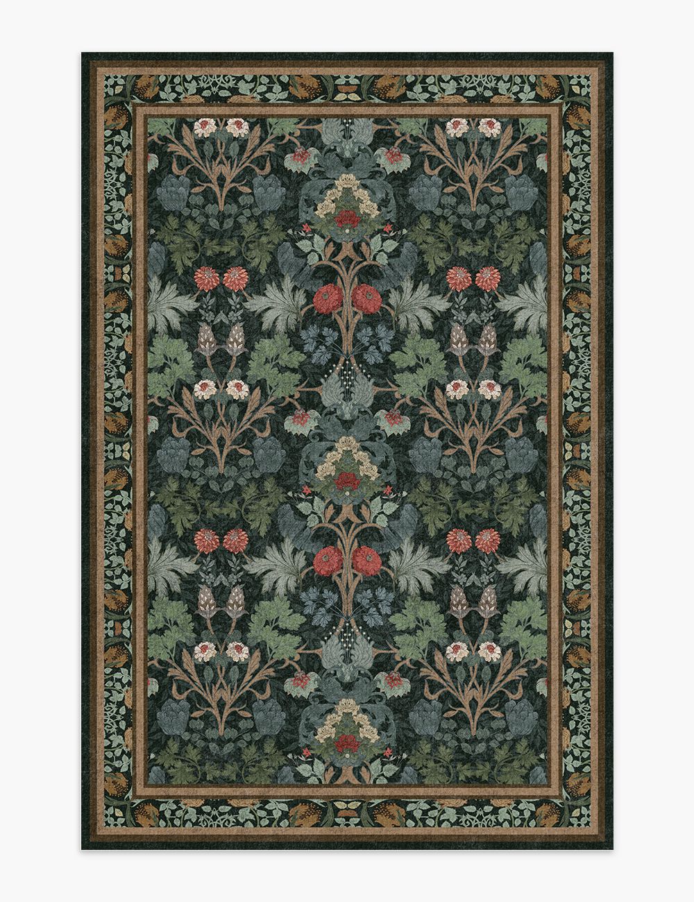 Morning Garden Midnight Forest Washable Rug