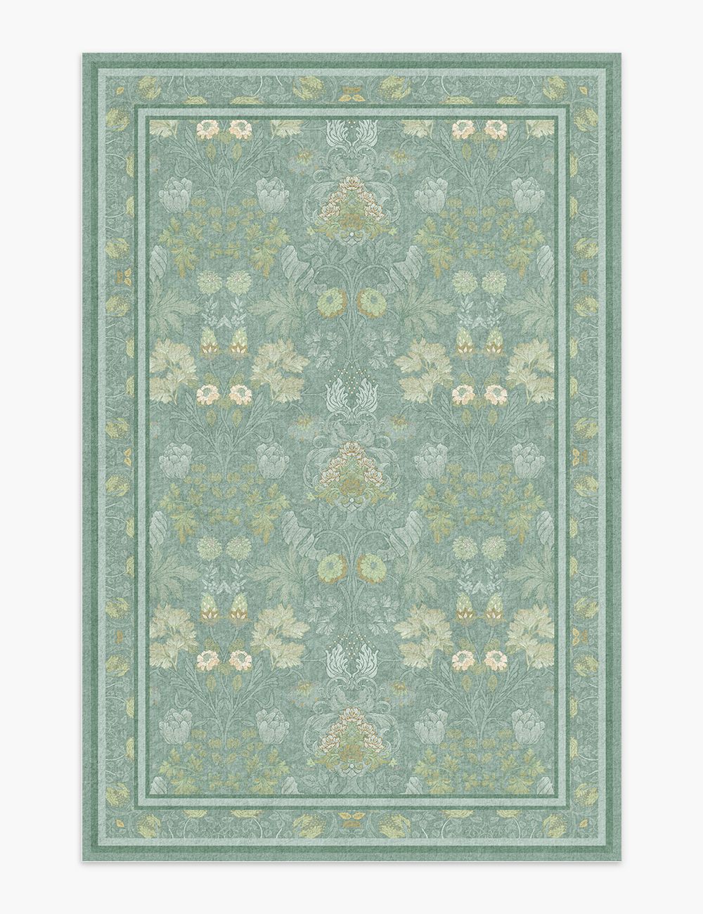 Morning Garden Mint Green Washable Rug