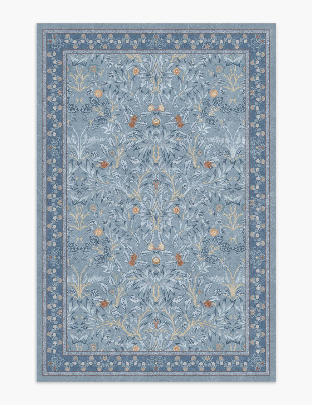 Mythic Botany Steel Blue Washable Rug