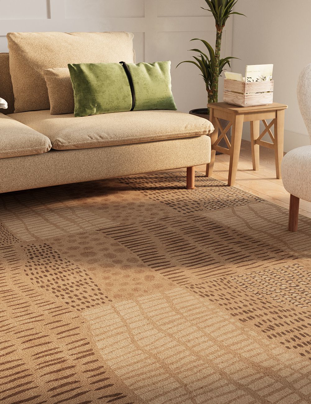 Pebble Path Warm Brown Washable Rug