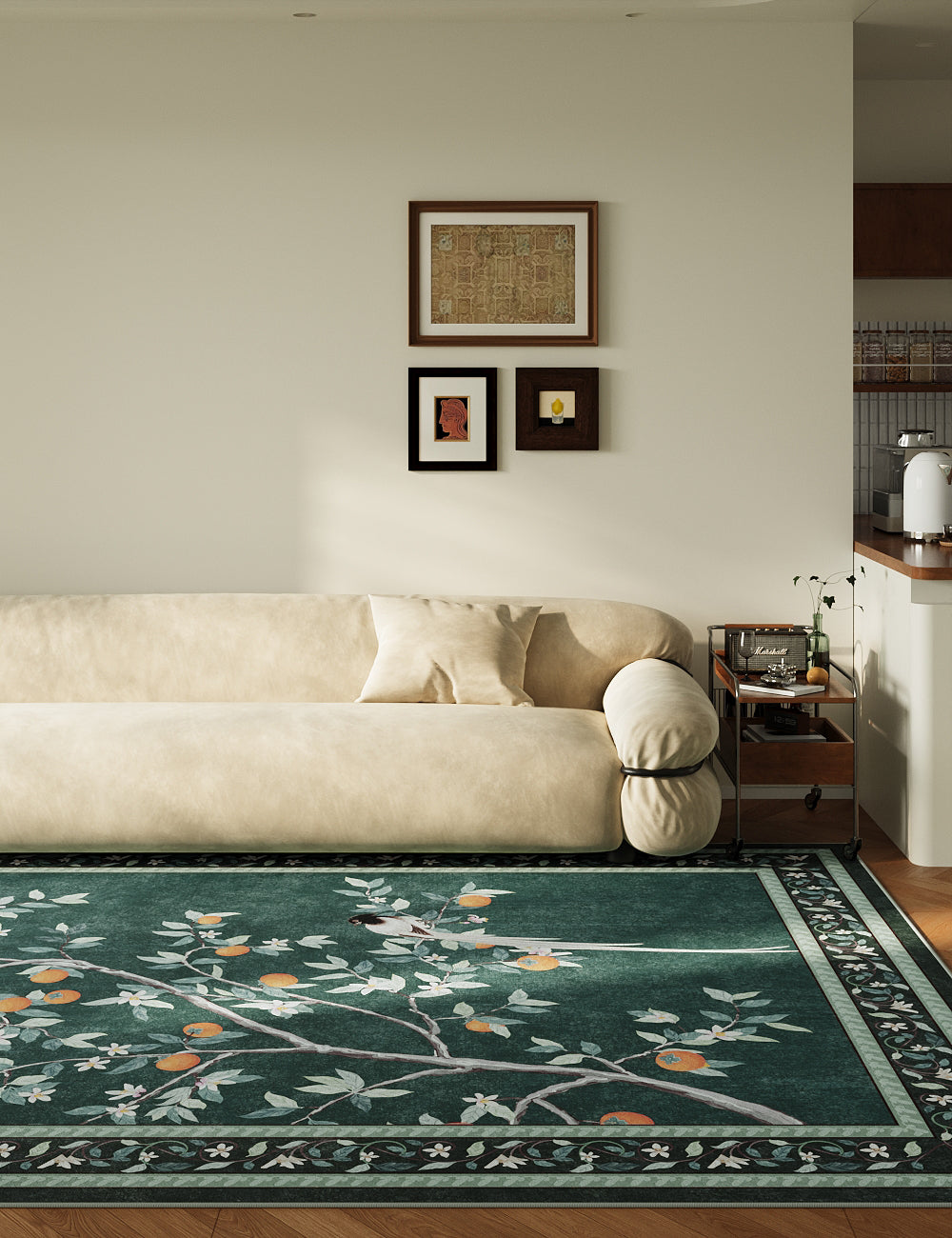 Persimmon Blessing Midnight Emerald Washable Rug