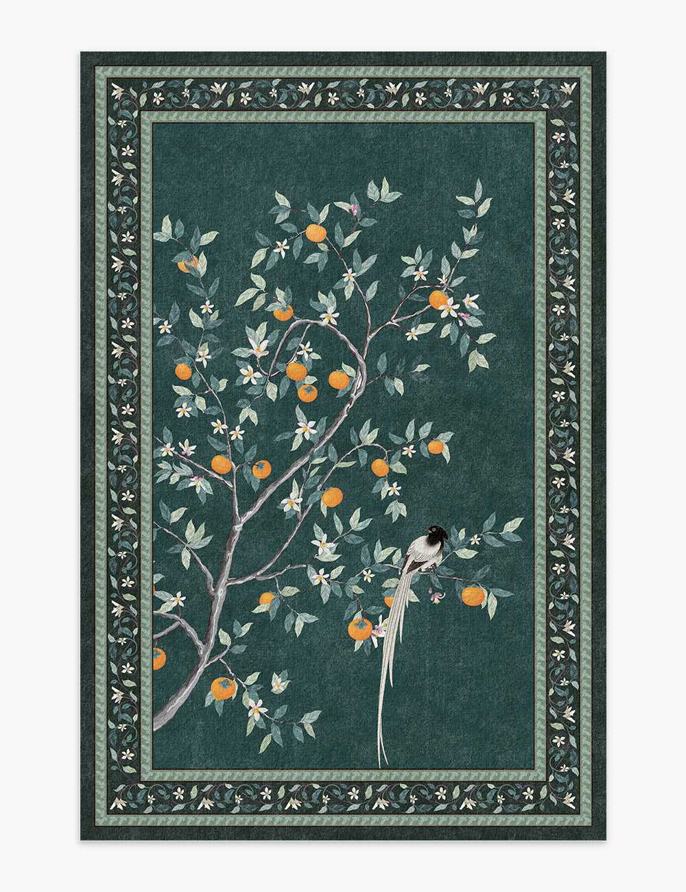 Persimmon Blessing Midnight Emerald Washable Rug