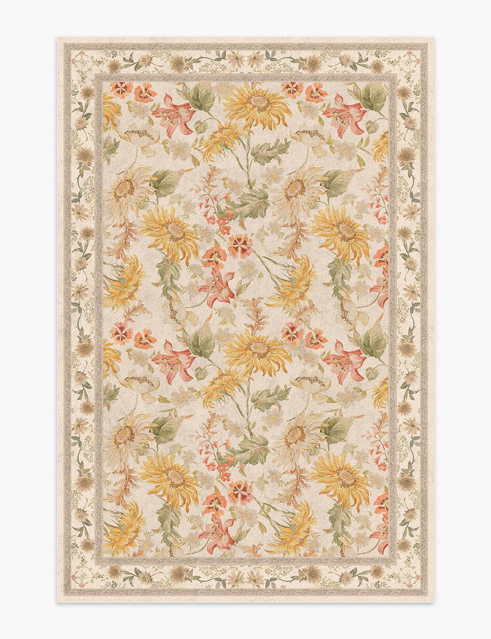 Romantic Blooms Dusty Taupe Washable Rug