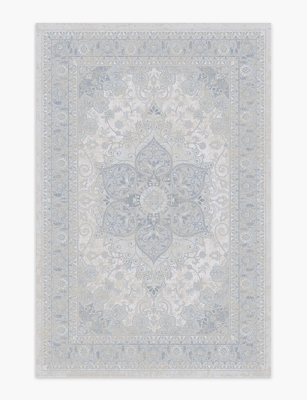 Sacred Bloom Mist Blue Washable Rug