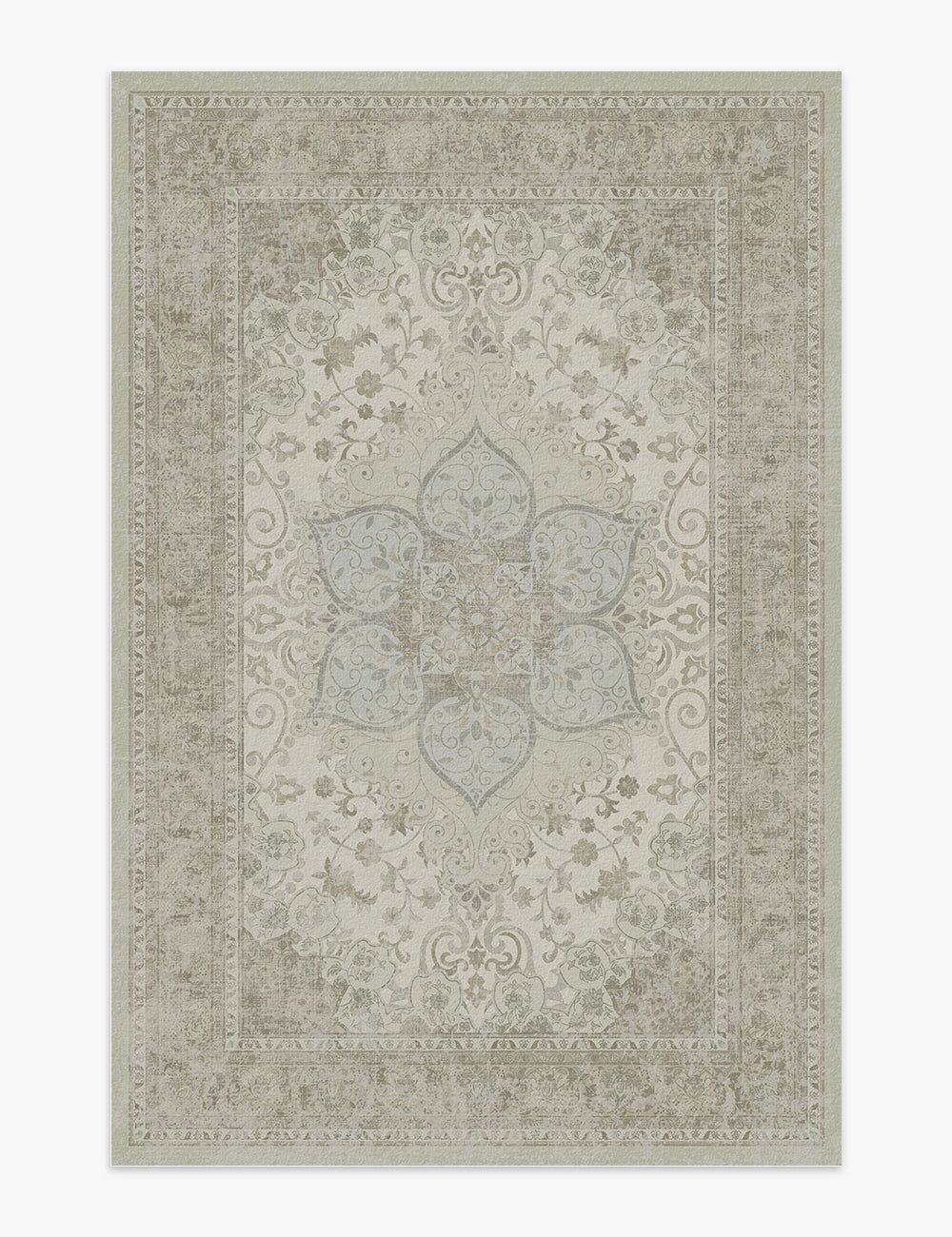 Sacred Bloom Soft Moss Washable Rug