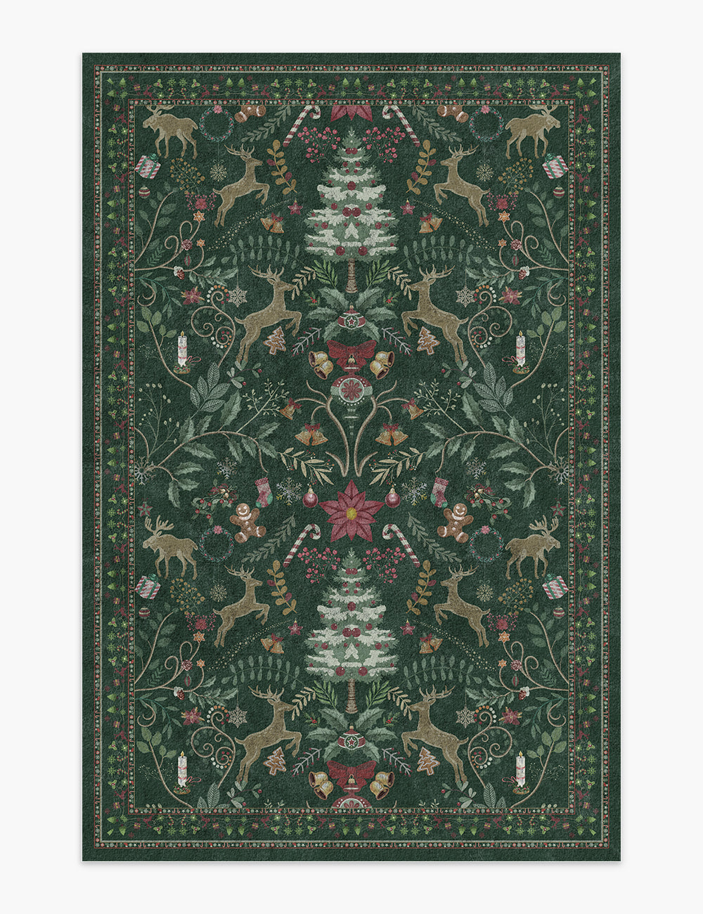 Santa’s Carpet Forest Green Washable Rug (Christmas Edition)