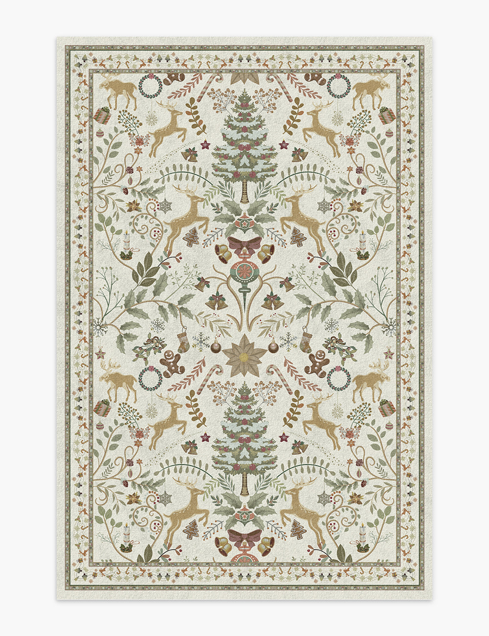 Santa's Carpet Light Ivory Washable Rug (Christmas Edition)