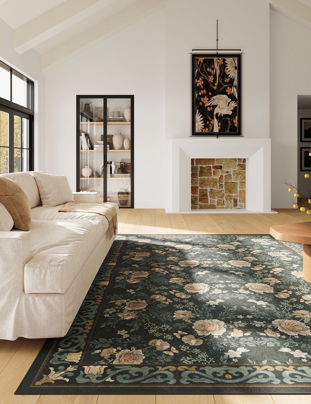 Twilight Garden Shadow Green Washable Rug