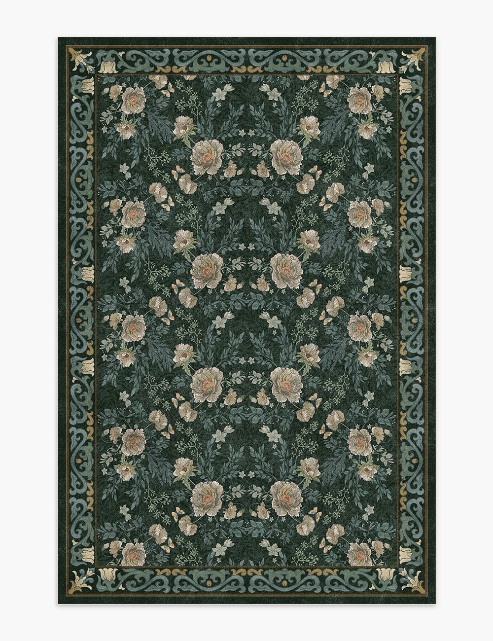 Twilight Garden Shadow Green Washable Rug