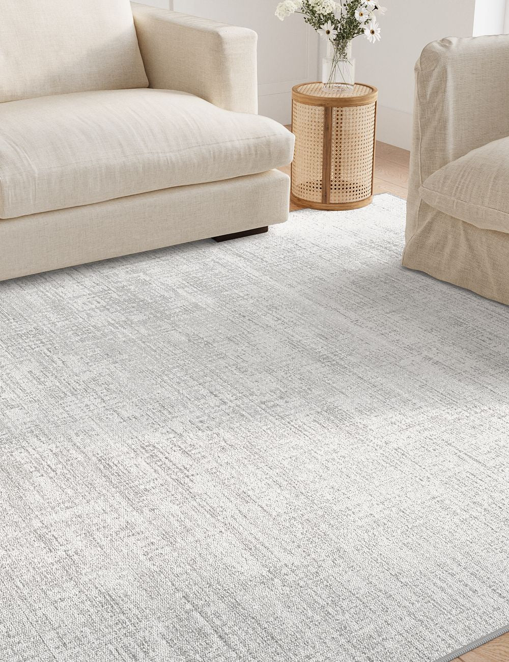 Veiled Canvas Ash Grey Washable Rug