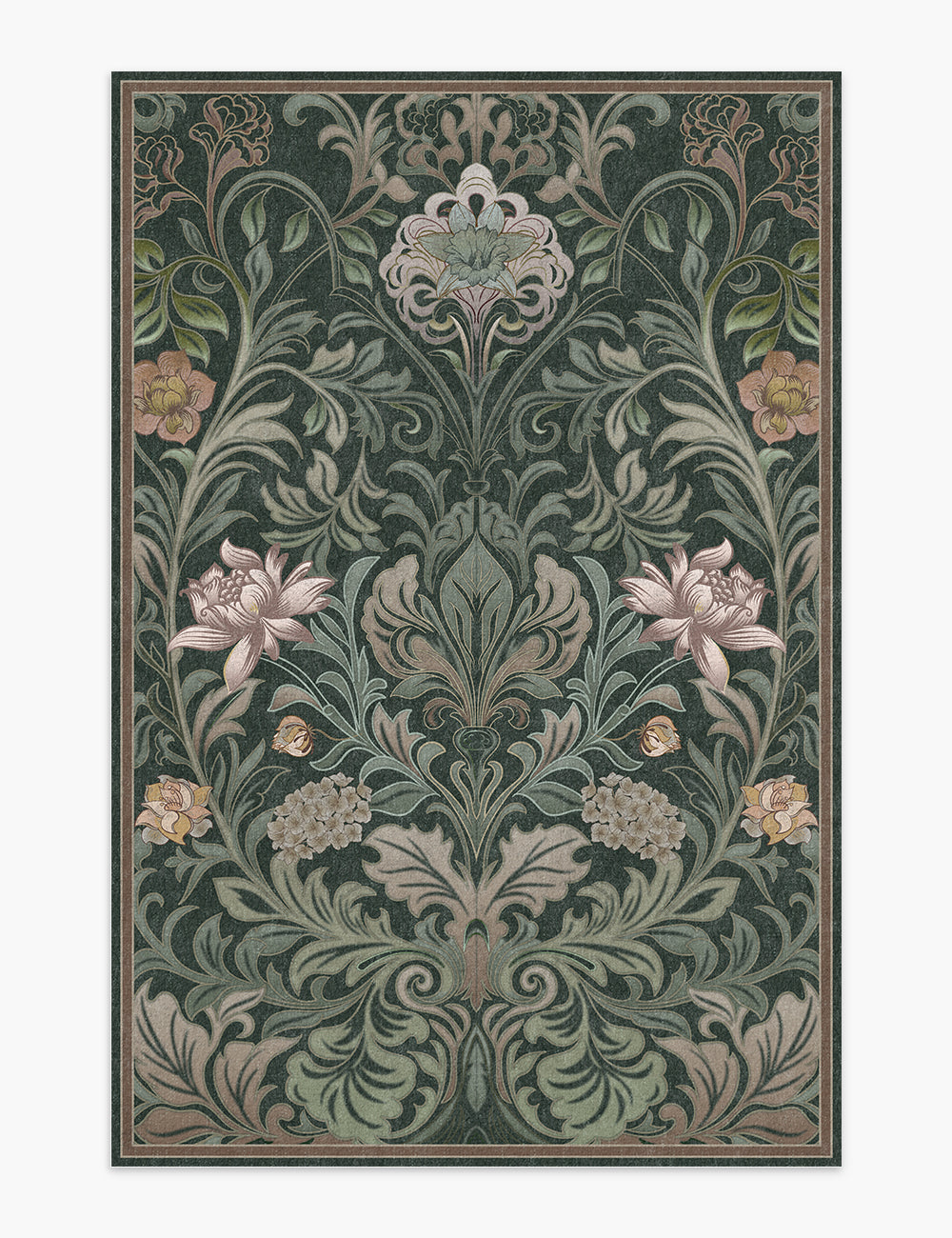 Verdant Tapestry Dark Garden Washable Rug