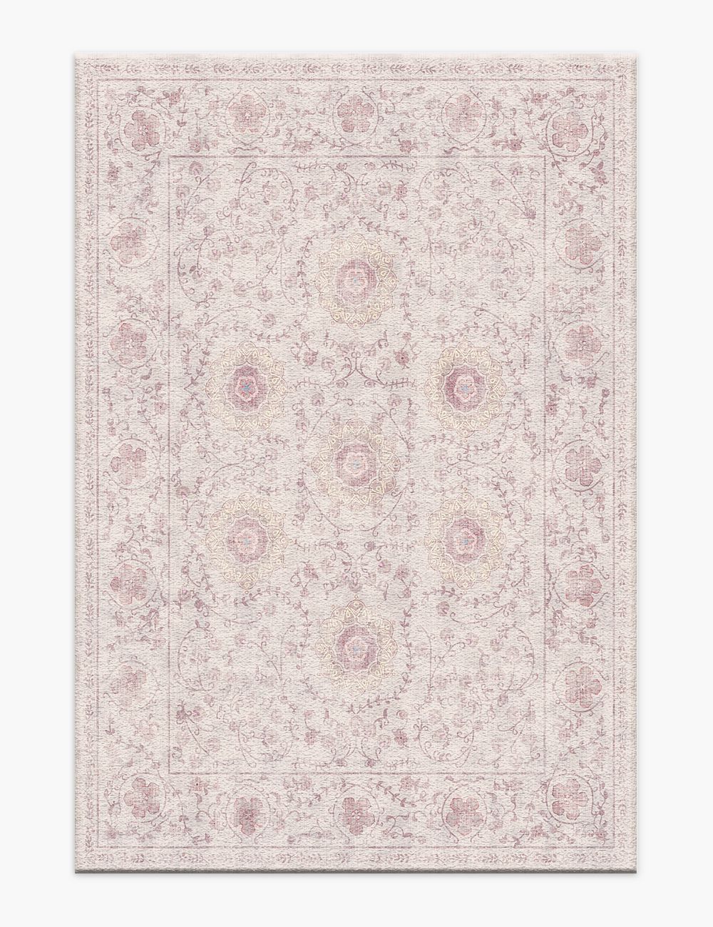 Briar Garden Vintage Soft Pink Washable Rug