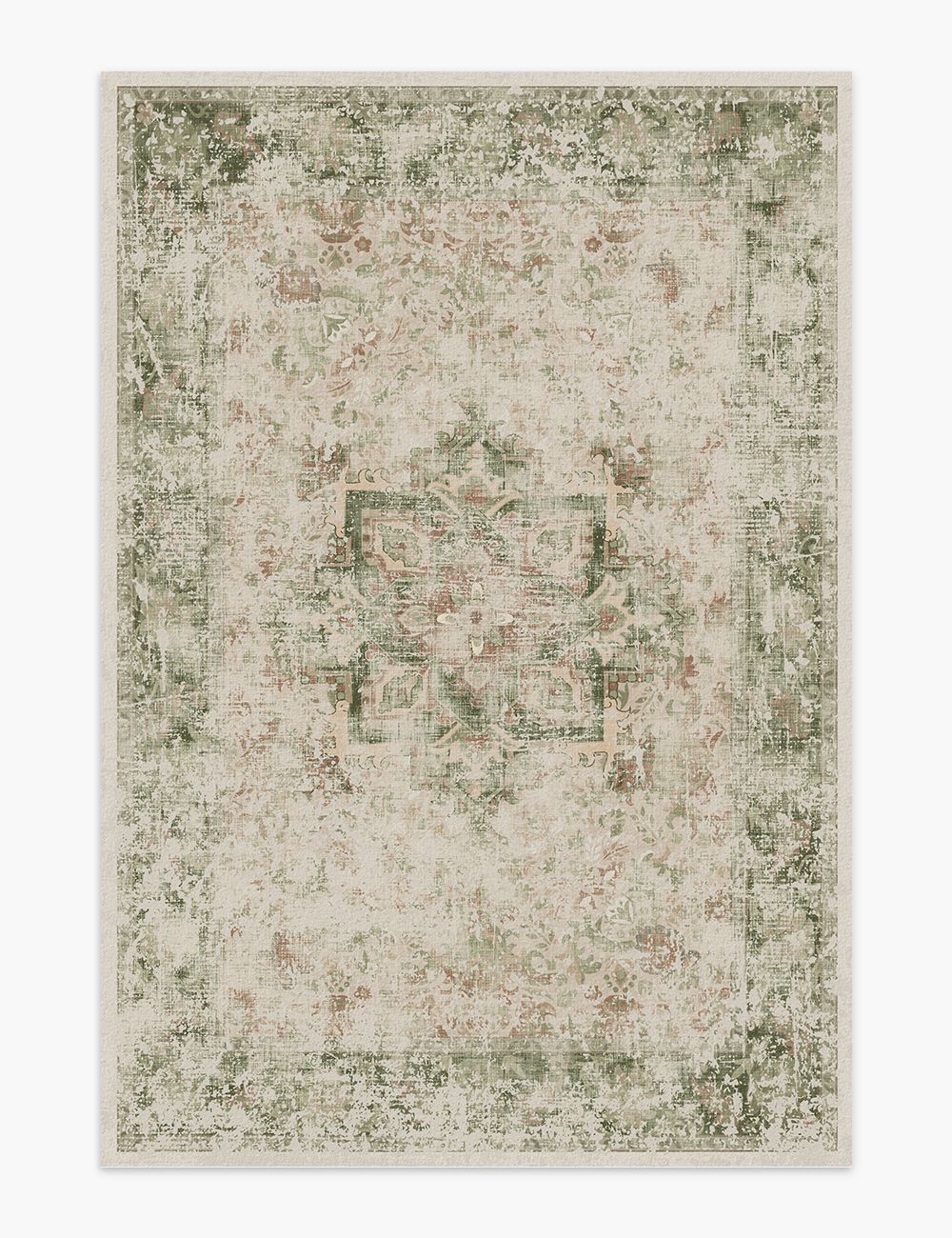 Fleeting Spring Withered Green Washable Rug