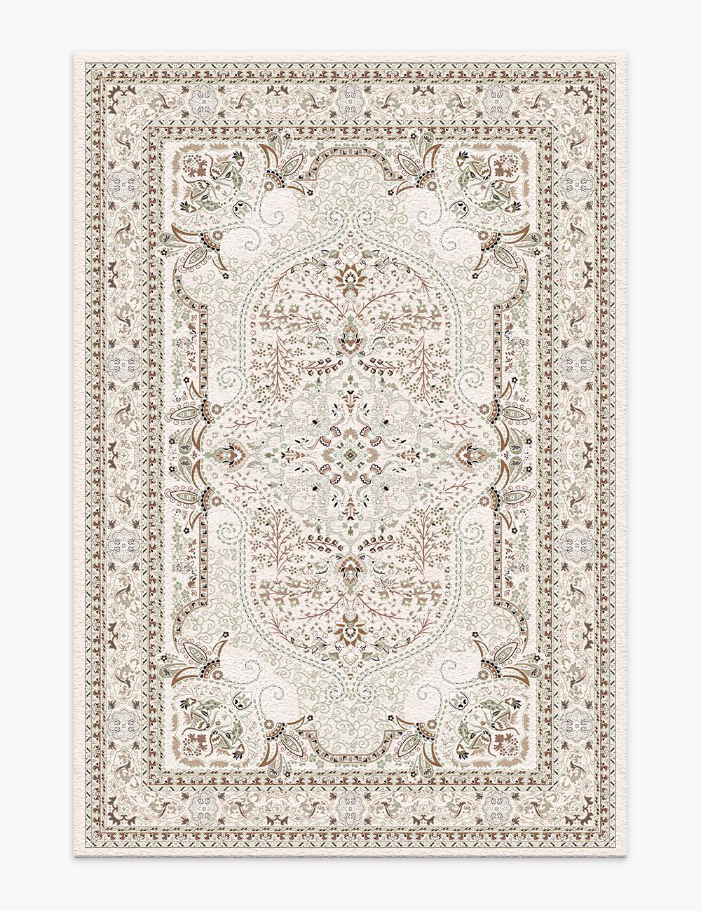 Floral Intricacy Taupe Washable Rug