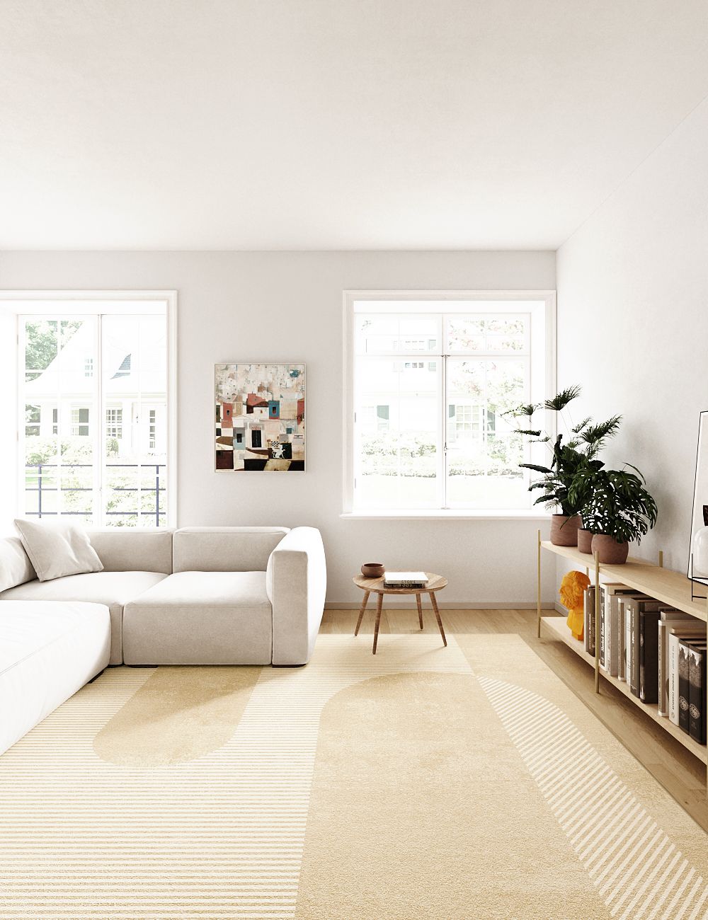 Golden Hour Warm Beige Washable Rug