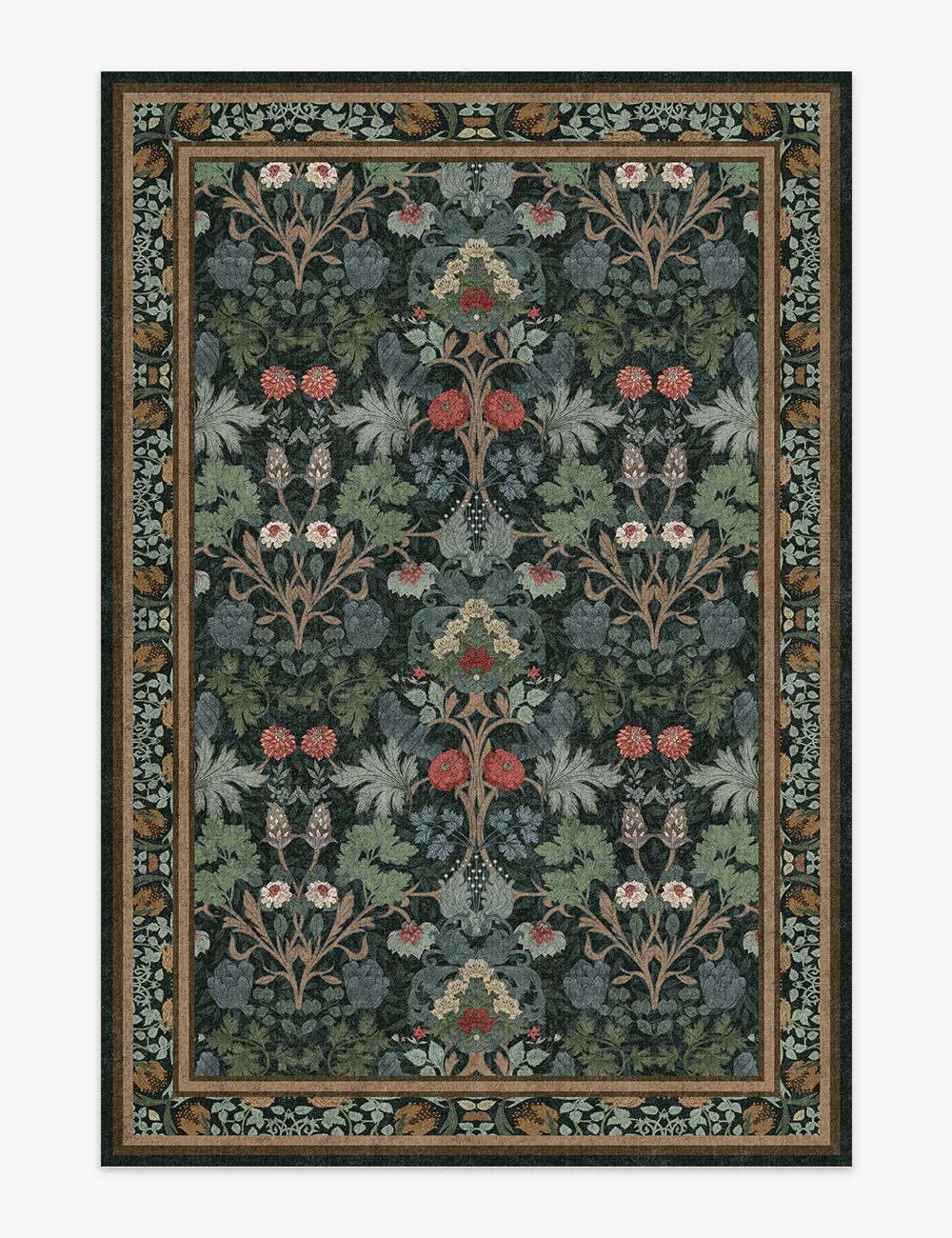 Morning Garden Midnight Forest Washable Rug