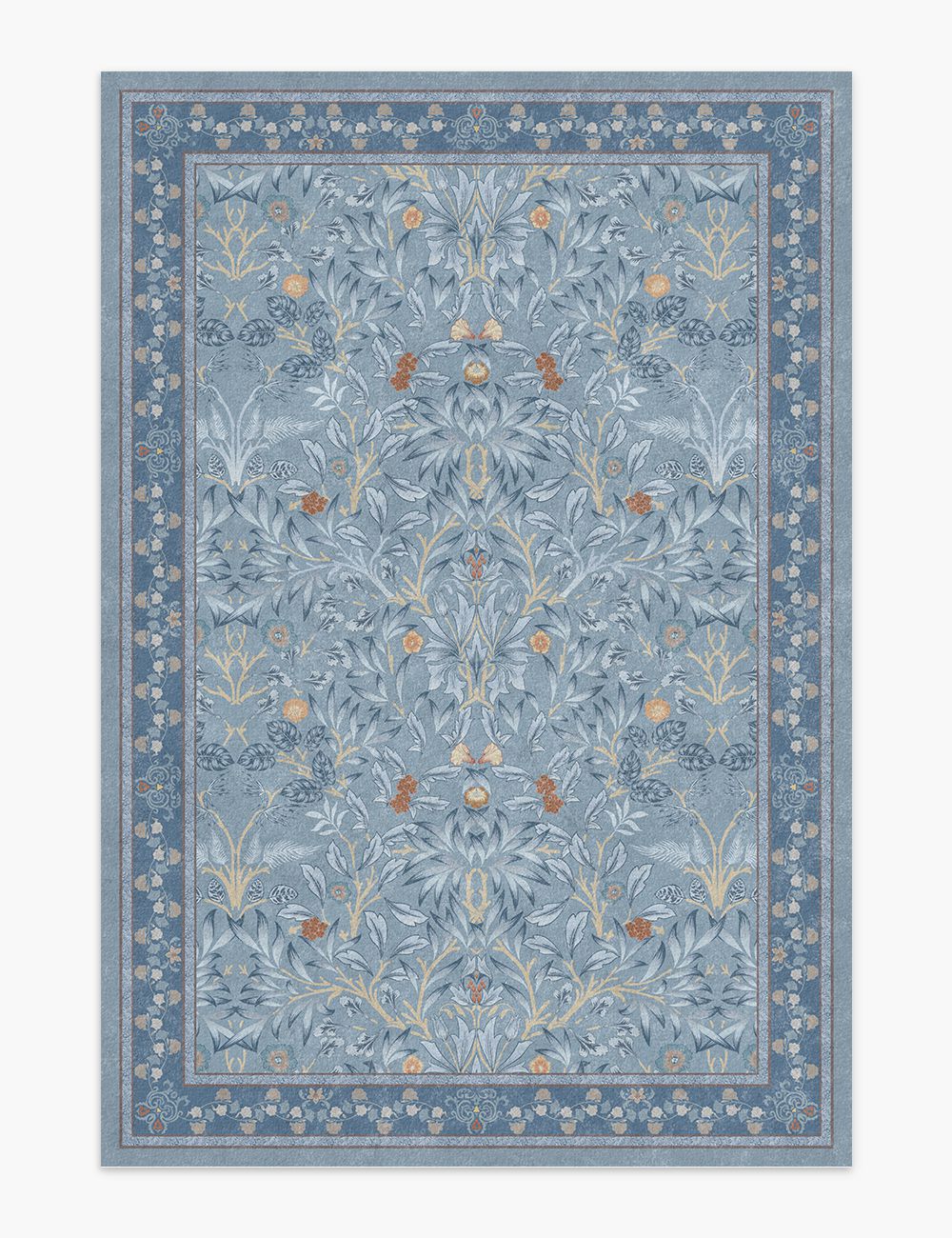 Mythic Botany Steel Blue Washable Rug