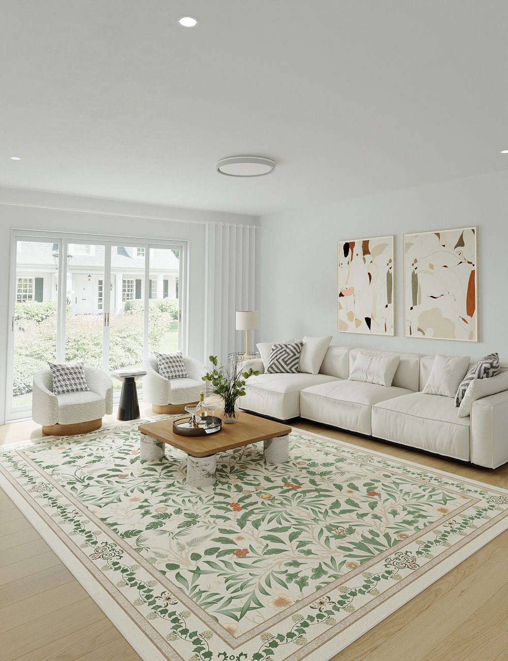 Mythic Botany Verdant Ivory Washable Rug