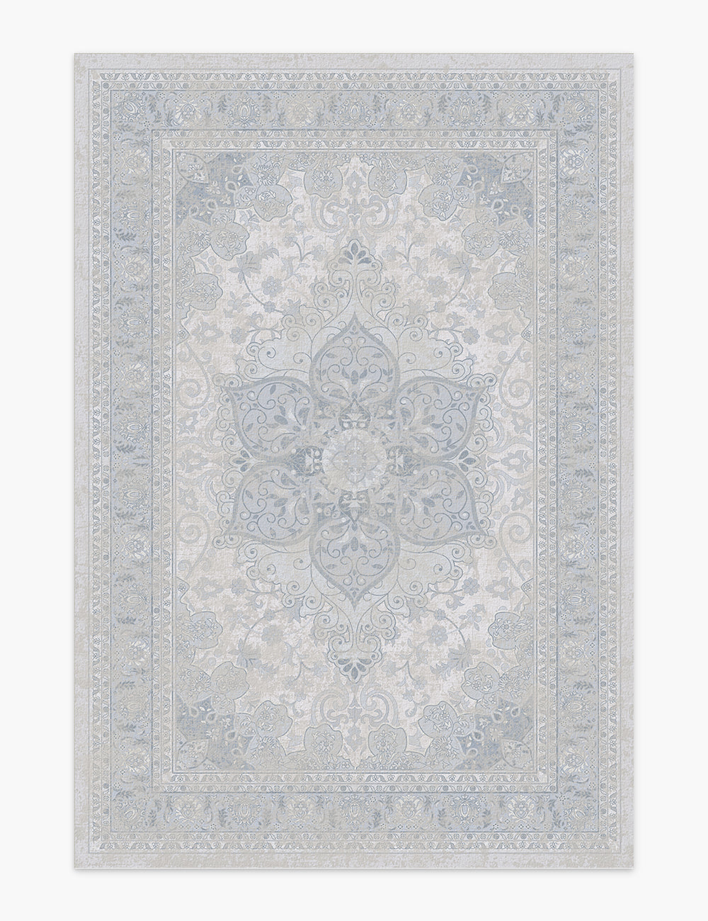 Sacred Bloom Mist Blue Washable Rug