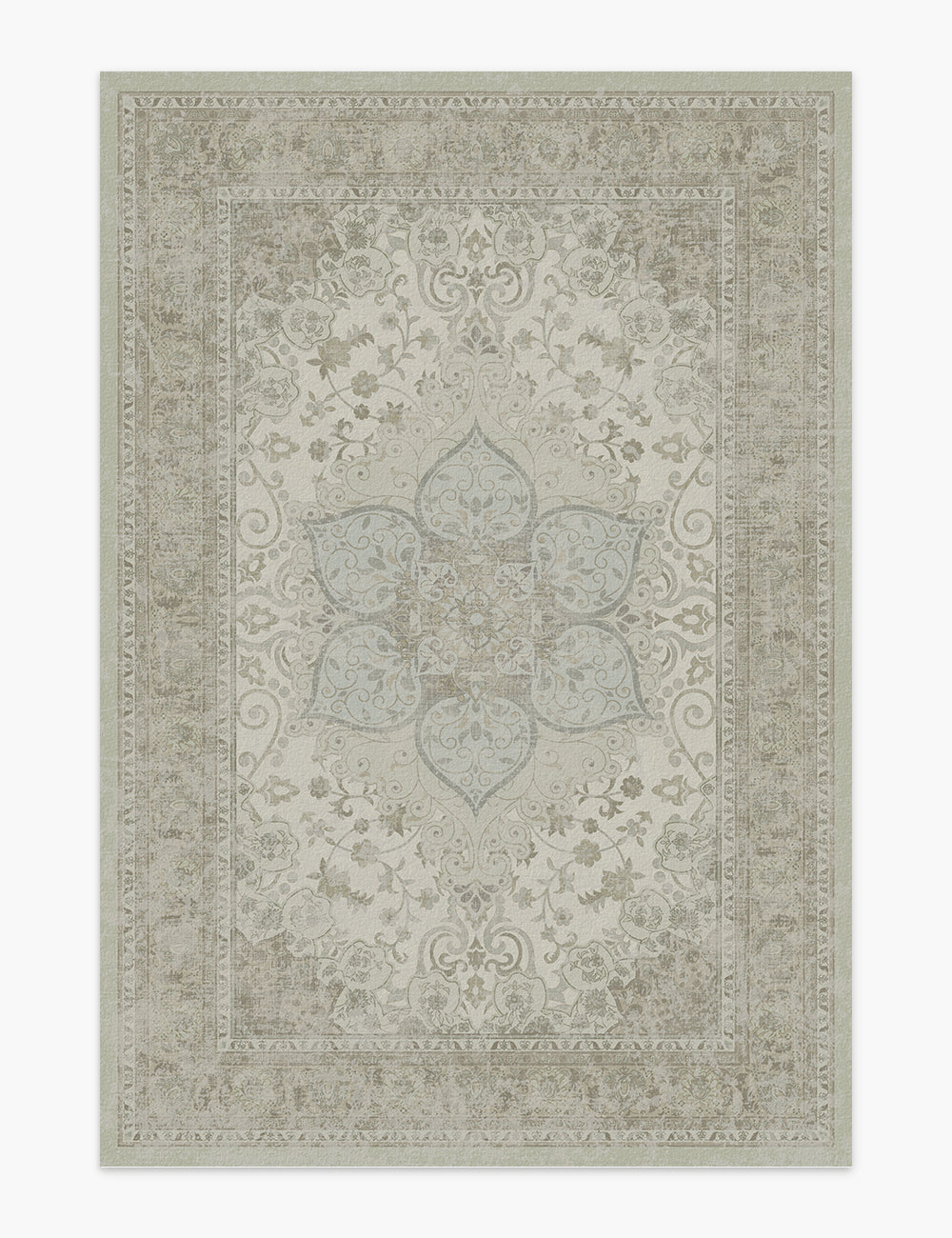 Sacred Bloom Soft Moss Washable Rug