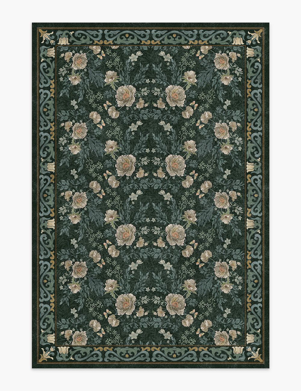 Twilight Garden Shadow Green Washable Rug