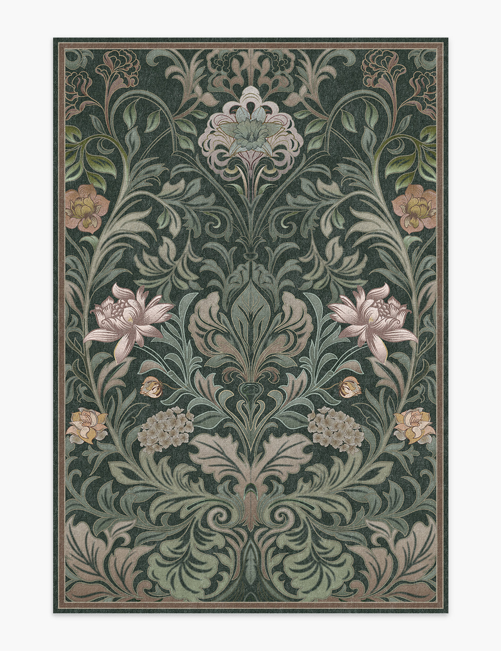 Verdant Tapestry Dark Garden Washable Rug