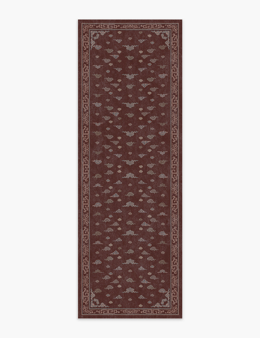 Auspicious Cloud Dark Burgundy Washable Rug