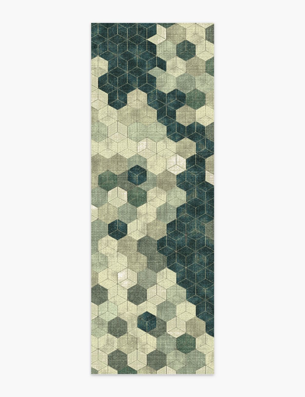 Faded Pieces Moss Green Washable Rug