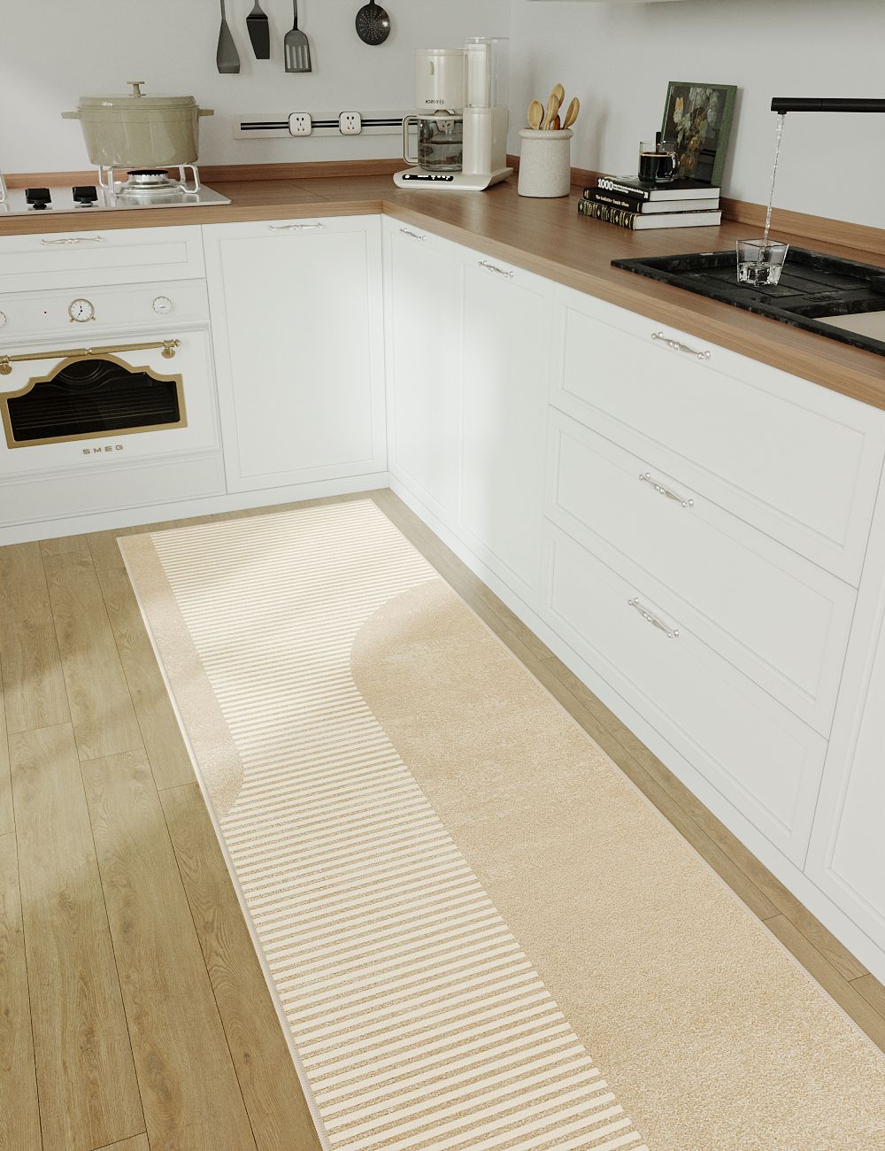 Golden Hour Warm Beige Washable Rug