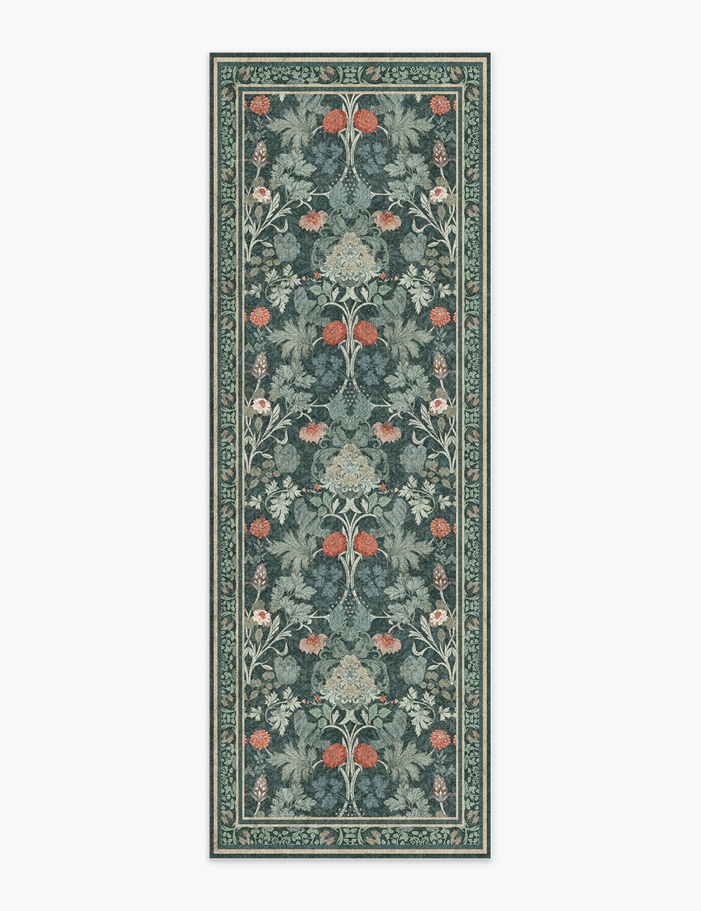 Morning Garden Dark Teal Washable Rug