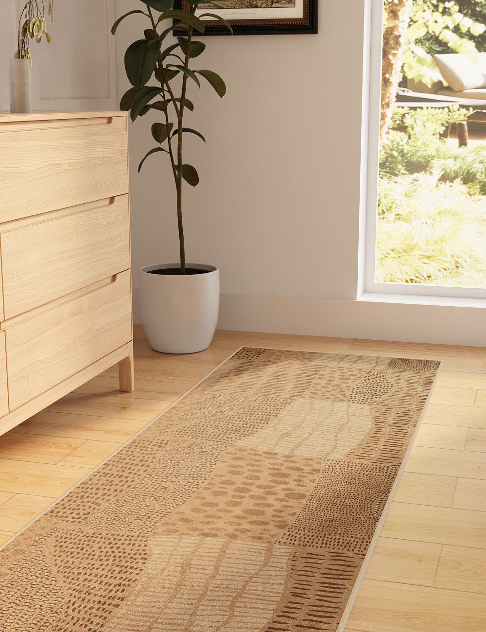 Pebble Path Warm Brown Washable Rug