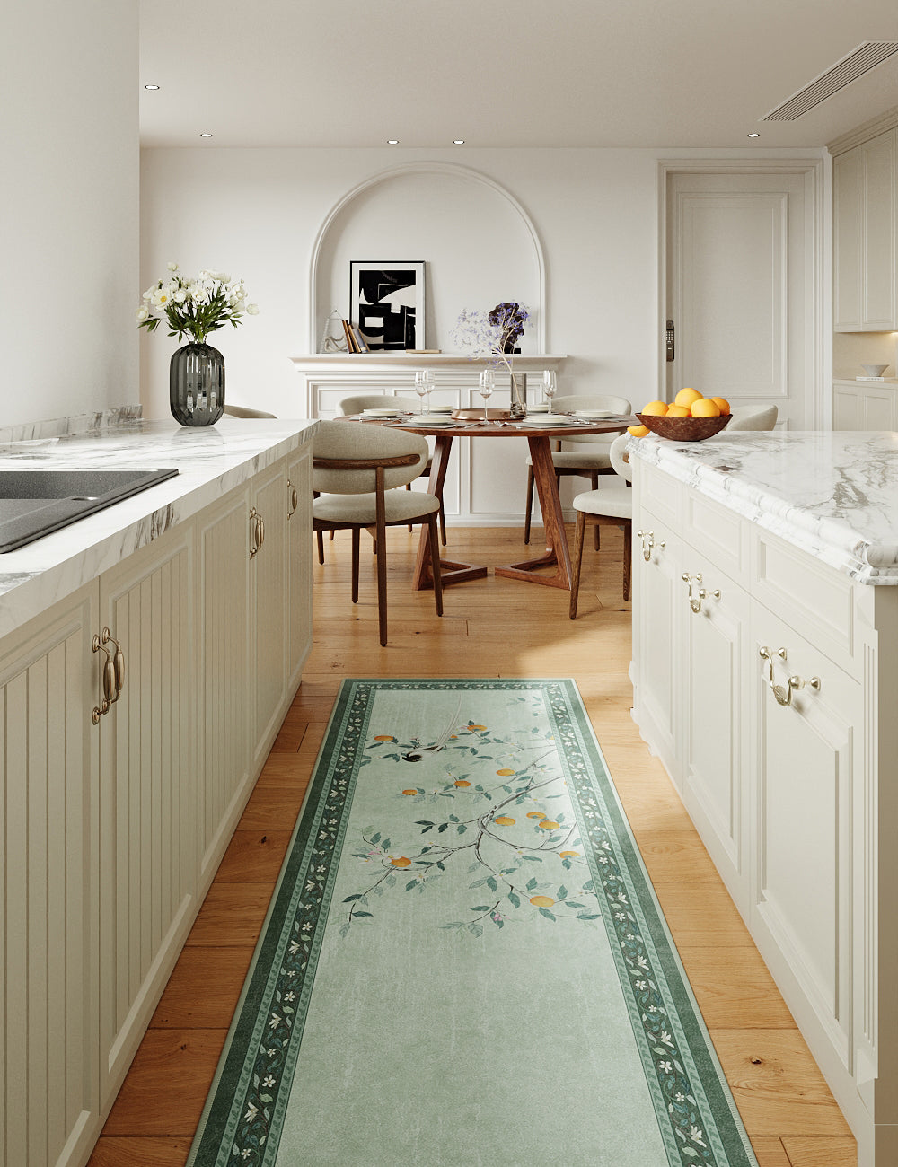 Persimmon Blessing Meadow Green Washable Rug