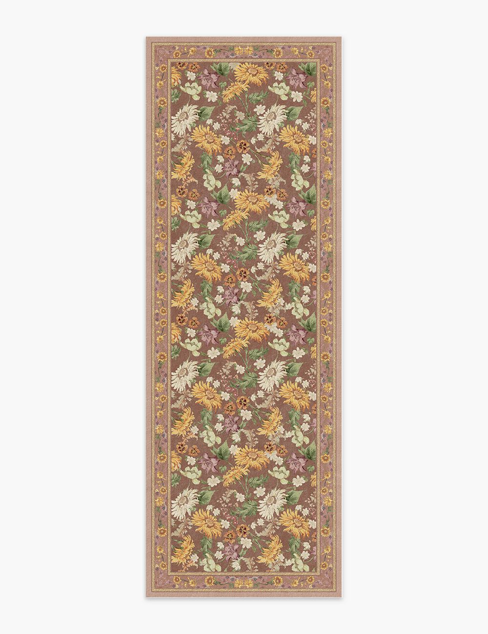 Romantic Blooms Mocha Taupe Washable Rug