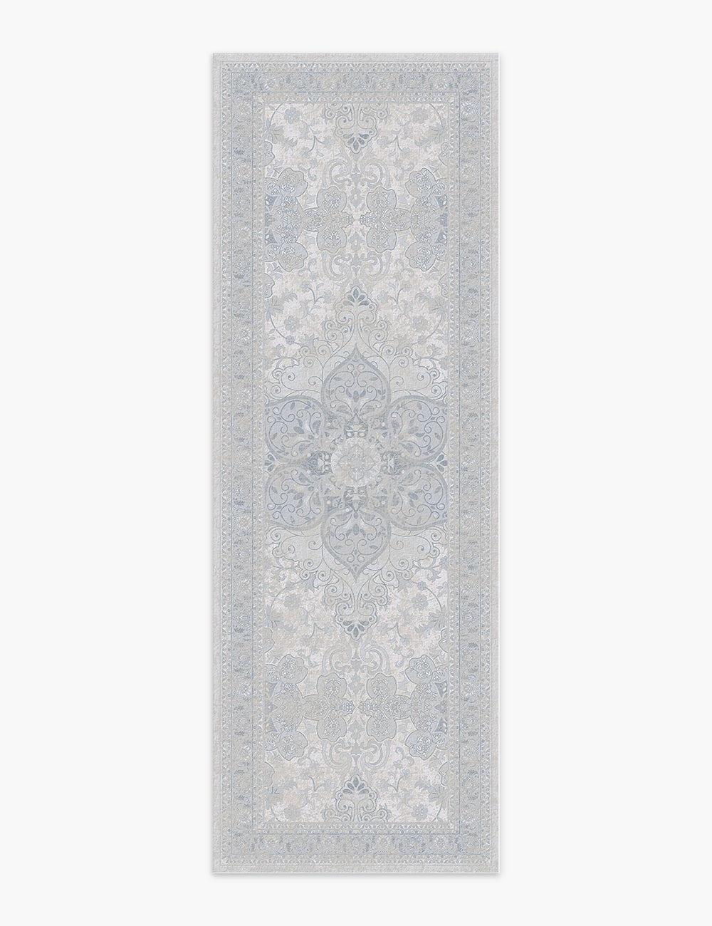 Sacred Bloom Mist Blue Washable Rug
