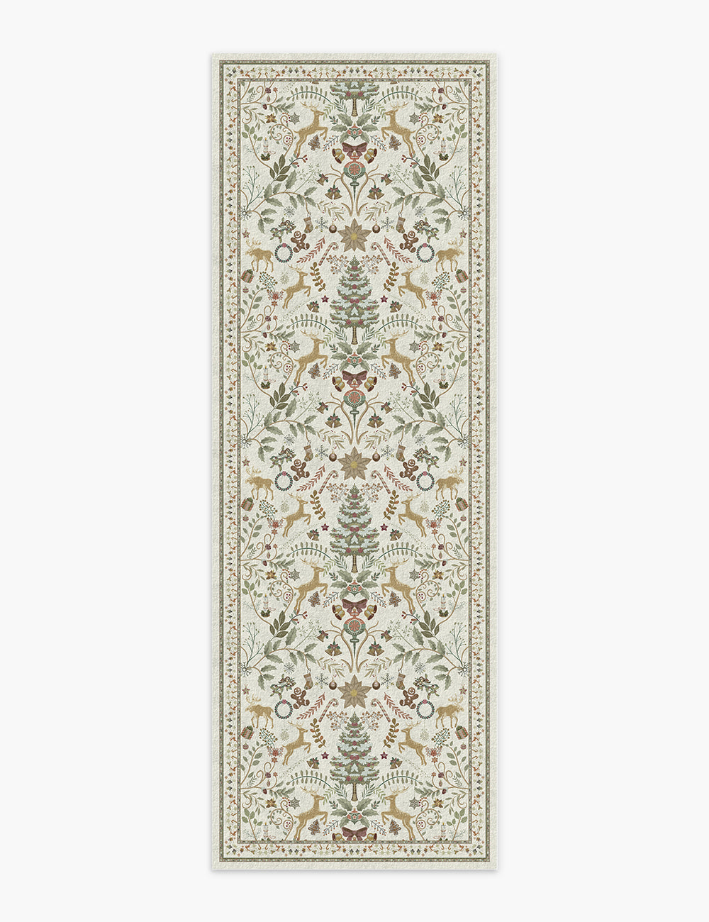 Santa's Carpet Light Ivory Washable Rug (Christmas Edition)