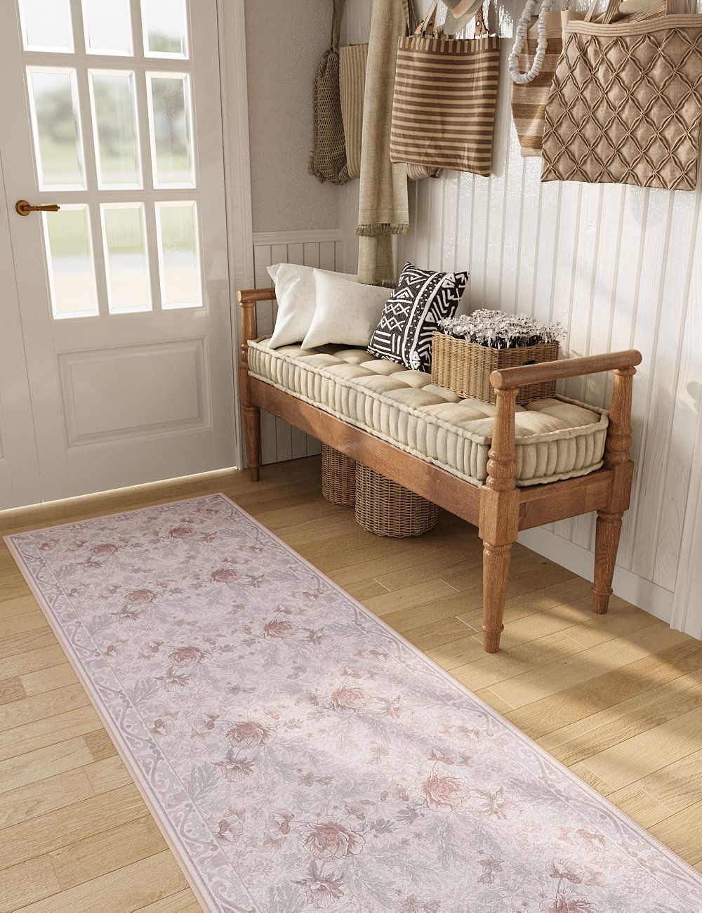 Twilight Garden Misty Rose Washable Rug