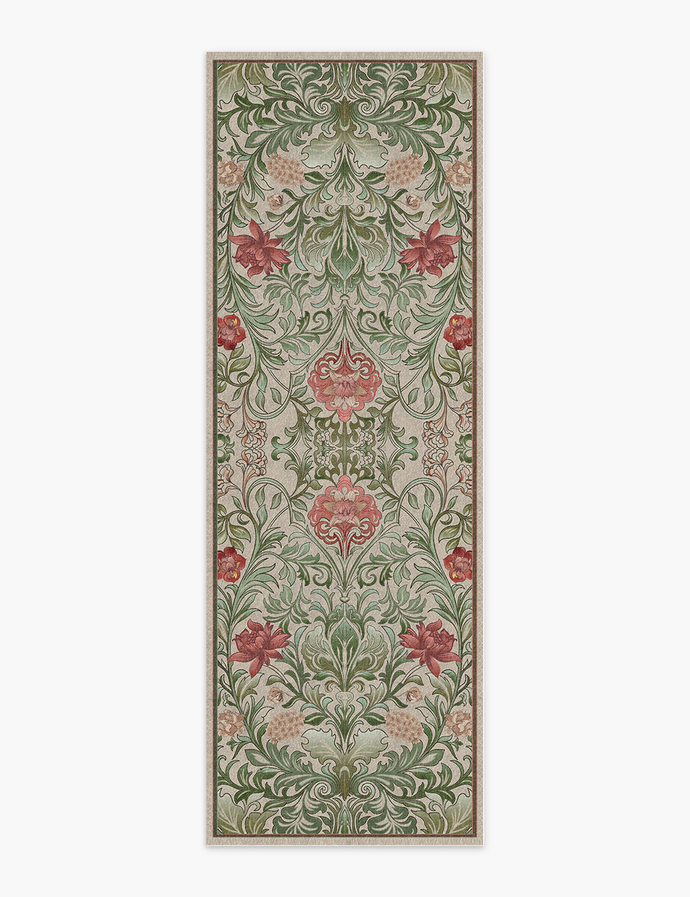 Verdant Tapestry Botanical Green Washable Rug