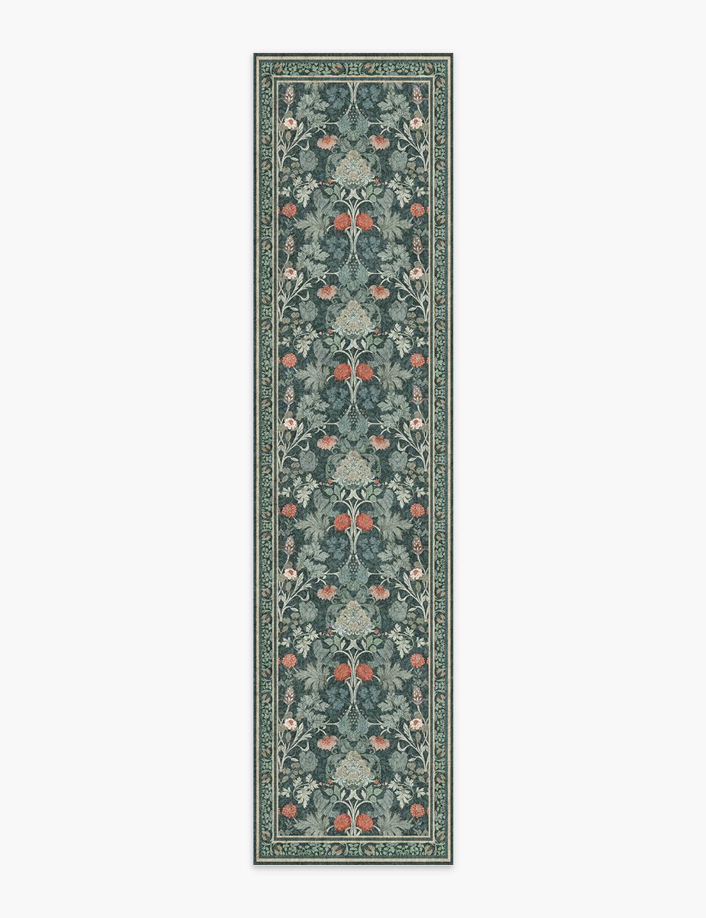 Morning Garden Dark Teal Washable Rug