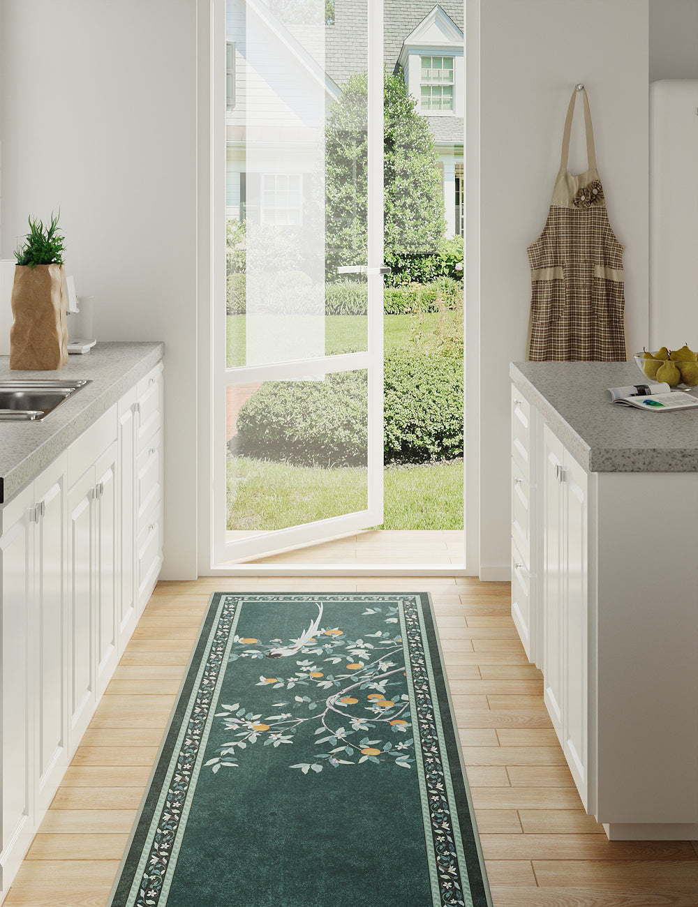 Persimmon Blessing Midnight Emerald Washable Rug
