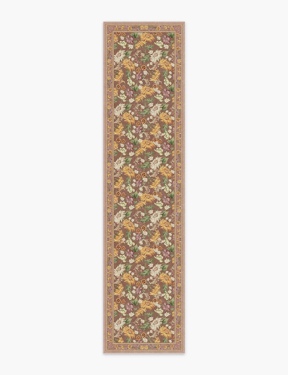 Romantic Blooms Mocha Taupe Washable Rug