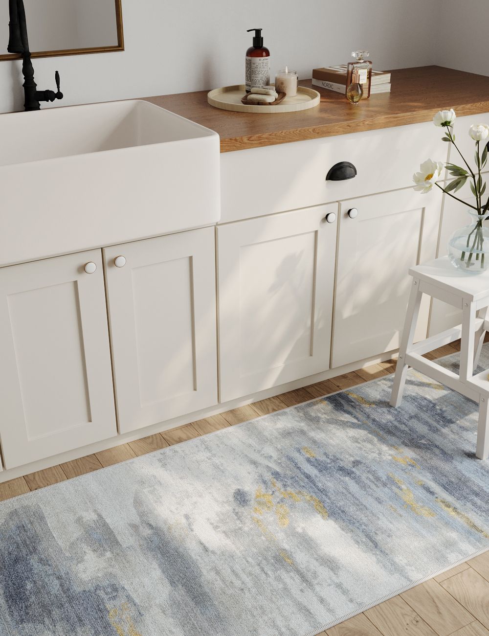 Twilight Bliss Pastel Grey Washable Rug
