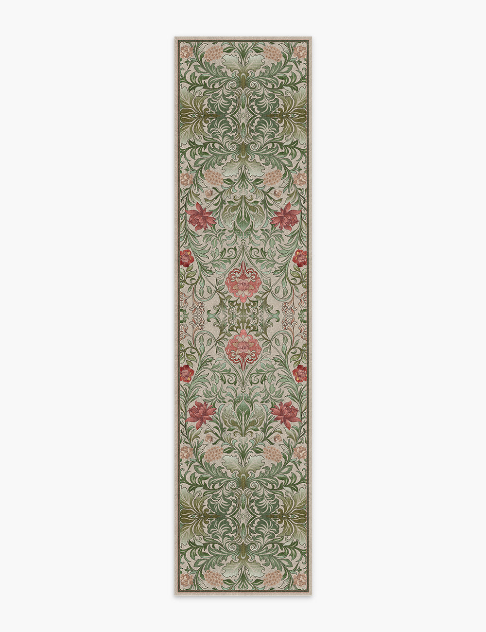 Verdant Tapestry Botanical Green Washable Rug