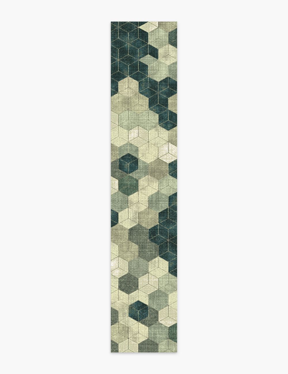 Faded Pieces Moss Green Washable Rug