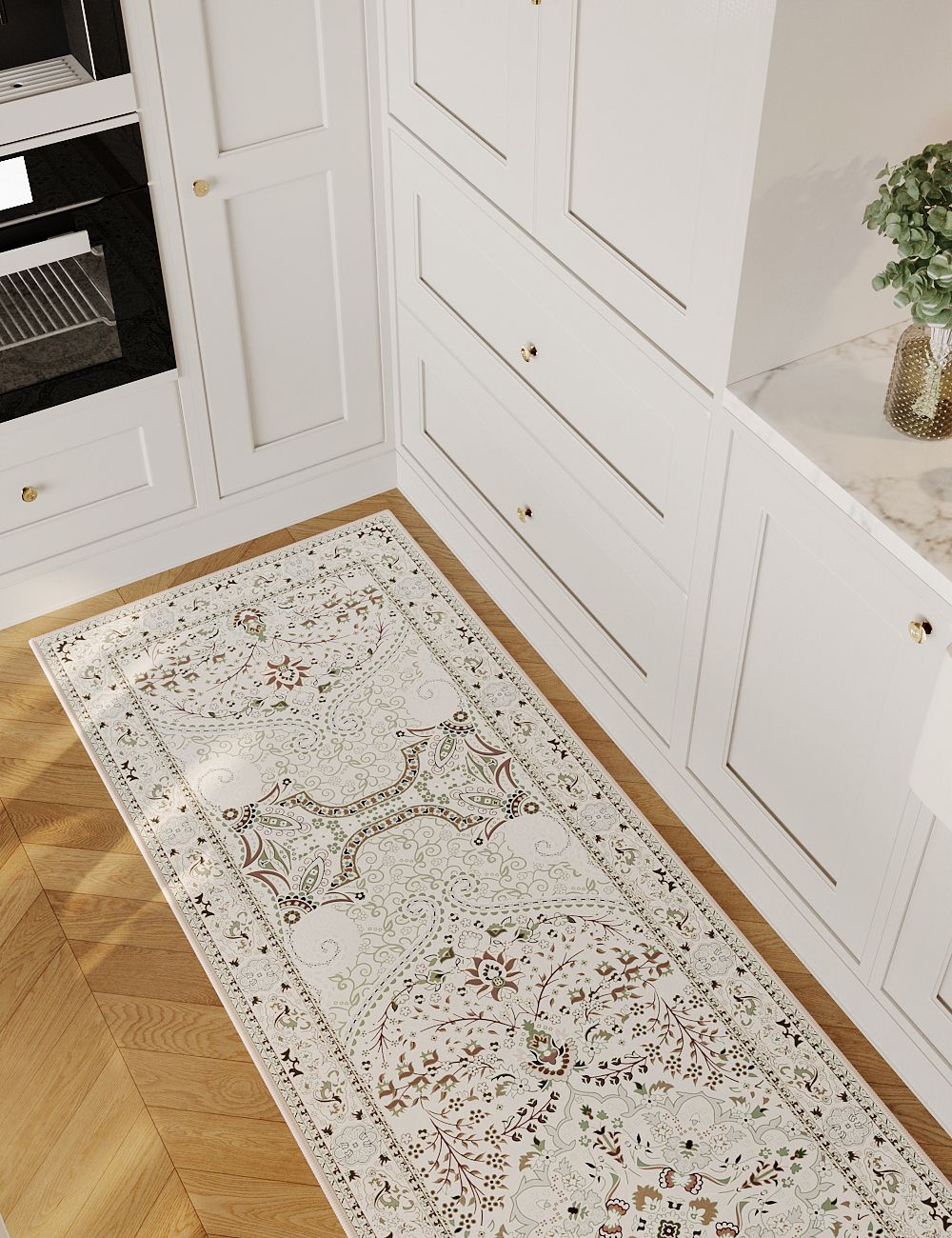 Floral Intricacy Taupe Washable Rug